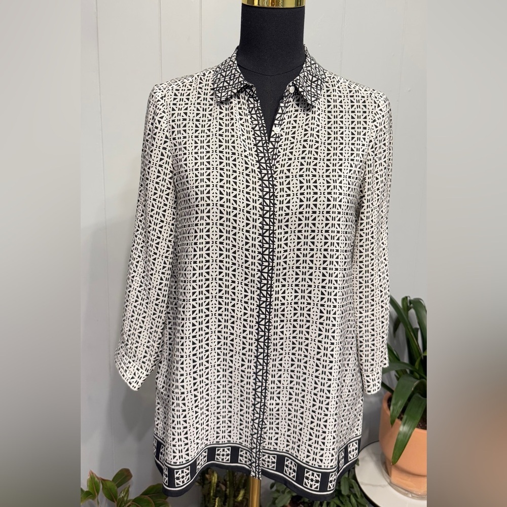 Comptoir Des Cotonniers Black & White Geometric Button-Down Shirt